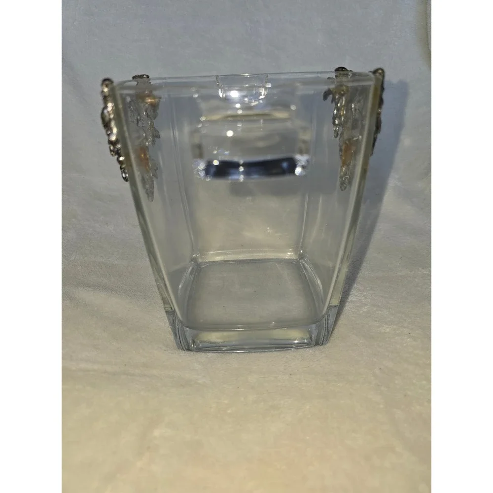 Vintage Arthur Court Ice Bucket w/ Silver Grape Cluster Leaf Metal Applique